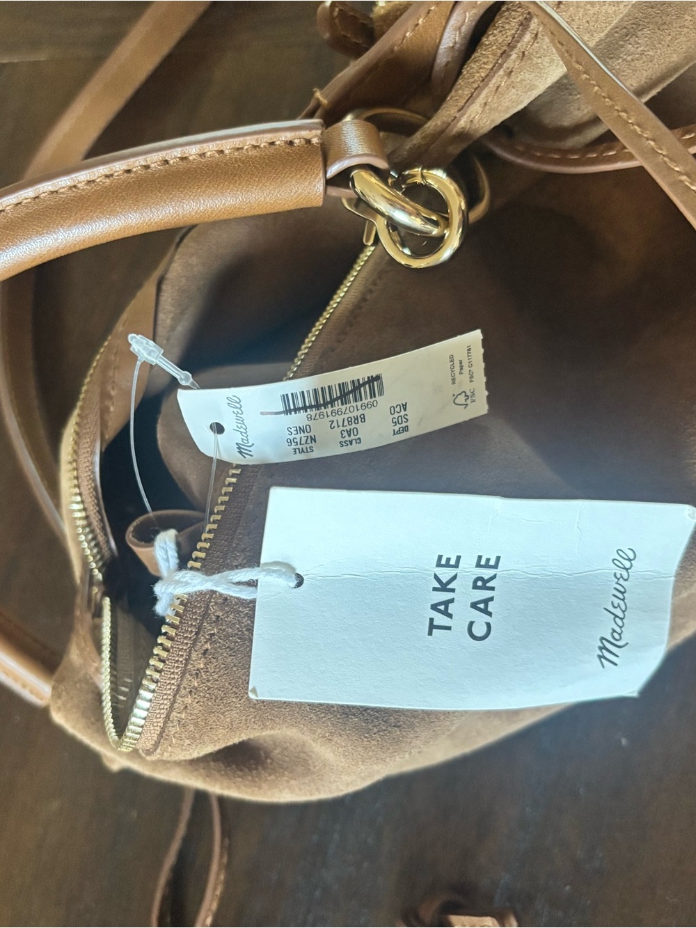 Madewell Camren Gathered Shoulder Bag- Suede Hobo Shoulder Bag in Cognac Brown - Picture 7 of 7